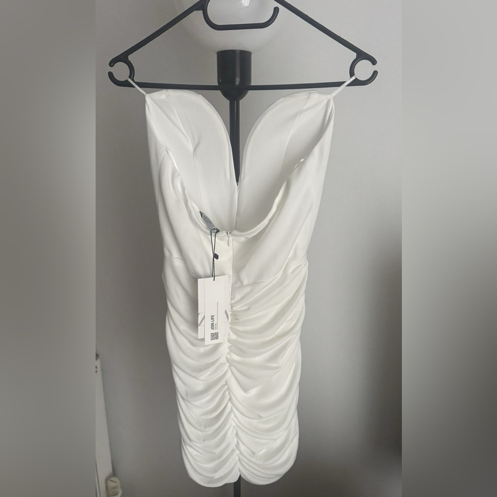 ๐(NWT) ZARA Sweetheart Corset Ruched Mini Dress. Size XXL - Picture 13 of 14
